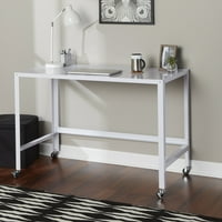 Mainstays Metal Console Rolling Computer Desk, Alb