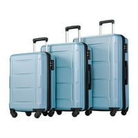 Set de bagaje Skyland, bagaj de mână, valiză extensibilă pe partea tare cu roți rotative și blocare TSA, Aqua