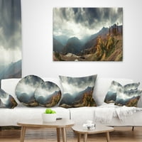 Designart Munții Caucaz panoramă albă - pernă de aruncare imprimată peisaj-18x18