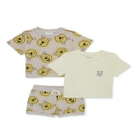 Set de tricouri și pantaloni scurți Disney Baby Boy Winnie the Pooh, 3 piese, dimensiuni 0 3M-24m