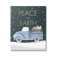 Stupell Industries pace pe Pământ Camion cu zăpadă Galerie de artă grafică pânză învelită artă de perete imprimată, Design de Louise Allen Designs