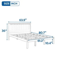 Cadru de pat cu platformă Queen Size cu tăblie pat cu platformă din lemn cu suport pentru șipci pentru dormitor, Cămin,apartament, nu este nevoie de primăvară Bo, Espresso