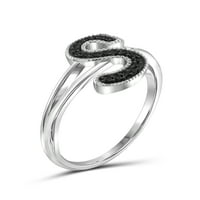 JewelersClub Accent Black Diamond inițială scrisoare inel pentru femei