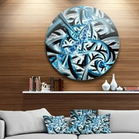 Designart 'Albastru Spirala Fractal Design' Disc Abstract Cerc Metal Perete Arta