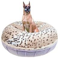 Bessie și Barnie semnătură Lilac Aspen Snow Leopard lux Extra Plush Fau Fur Bagel Pet Dog Bed