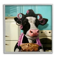 Stupell Industries bucătărie coacere fermă de vaci șorț pentru animale rulouri de păr, 24, Design De Lucia Heffernan