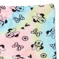 Set de costume de baie Disney Minnie Mouse Girls Cu mânecă lungă și pantaloni scurți, 2 piese, dimensiuni 4-7