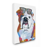 Stupell Industries colorat American Bulldog portret elegant ochelari de soare design de Marcus Prime, 30 40