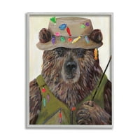 Stupell Industries Fisherman Outfit Brown Grizzly Bear pol de pescuit, 20, Design de Kamdon Kreations