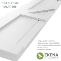 Ekena Millwork 12 W 51 H true Fit PVC centru X-bord fermă fix Mount obloane, Grindină Gri