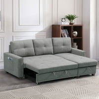 Canapea secțională aukfa 85, canapea reversibilă în formă de L cu șezlong de depozitare pentru sufragerie-Gri