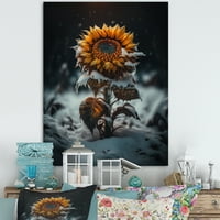 Designart O Floare De Floarea Soarelui Galben Și Portocaliu Iarna I Canvas Wall Art