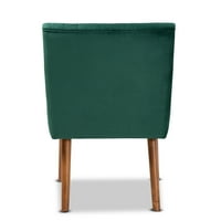 Baxton Studio Alvis Mid-Century Modern Emerald Green Velvet tapițat și nuc maro finisat scaun de luat masa din lemn